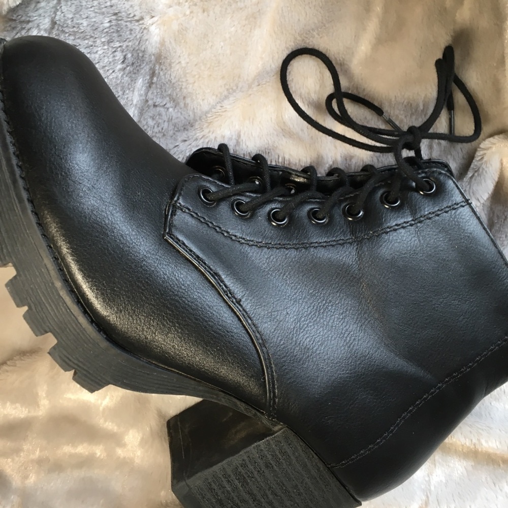 Women's Zipper Platform Chunky Heel Combat Boots